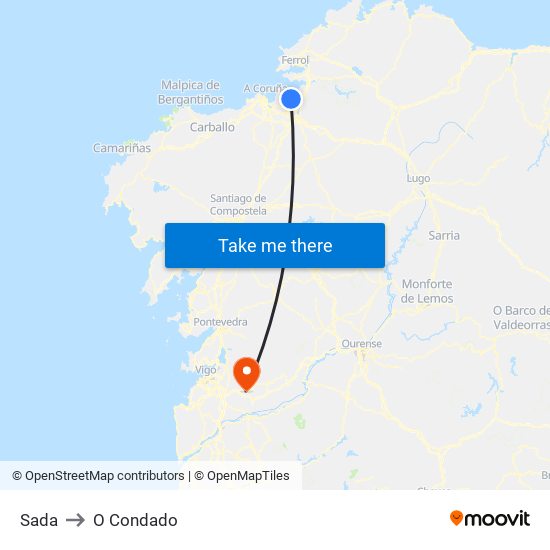 Sada to O Condado map