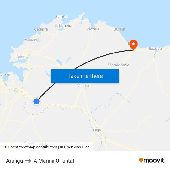 Aranga to A Mariña Oriental map