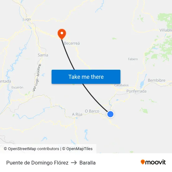 Puente de Domingo Flórez to Baralla map