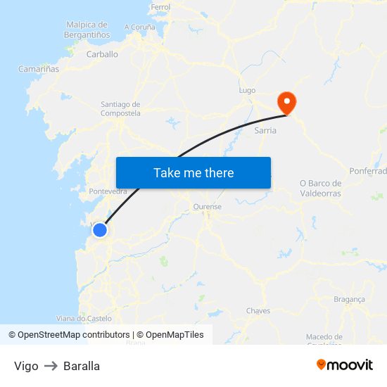 Vigo to Baralla map