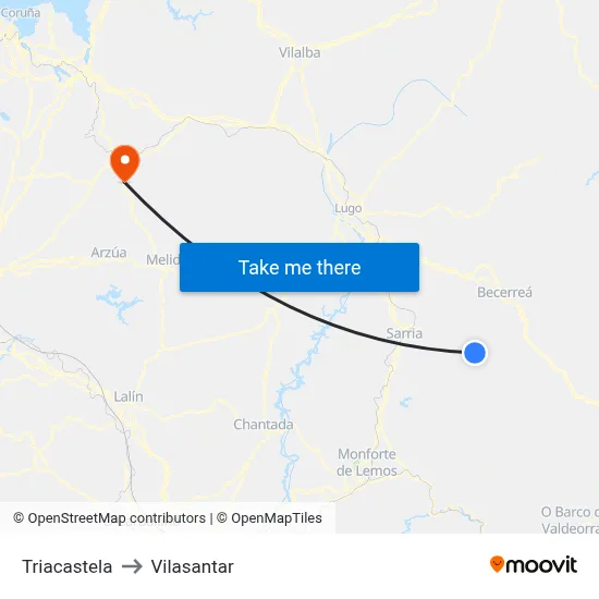 Triacastela to Vilasantar map