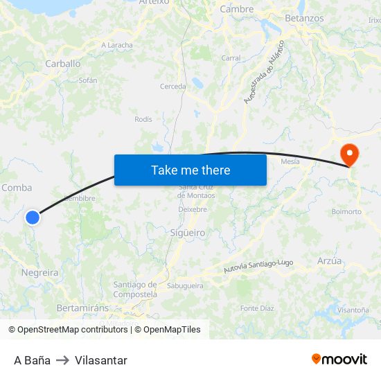 A Baña to Vilasantar map