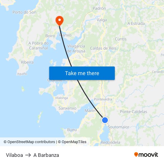 Vilaboa to A Barbanza map