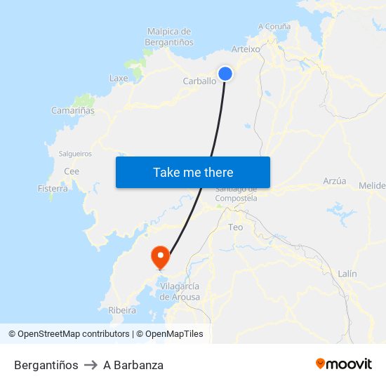 Bergantiños to A Barbanza map