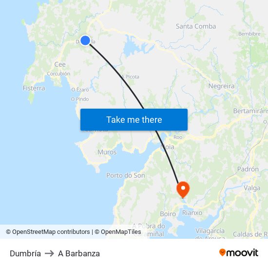 Dumbría to A Barbanza map