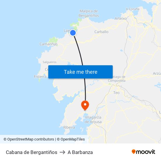Cabana de Bergantiños to A Barbanza map