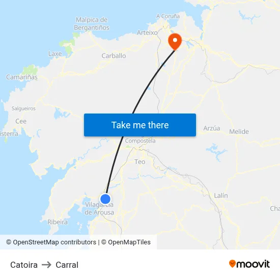 Catoira to Carral map