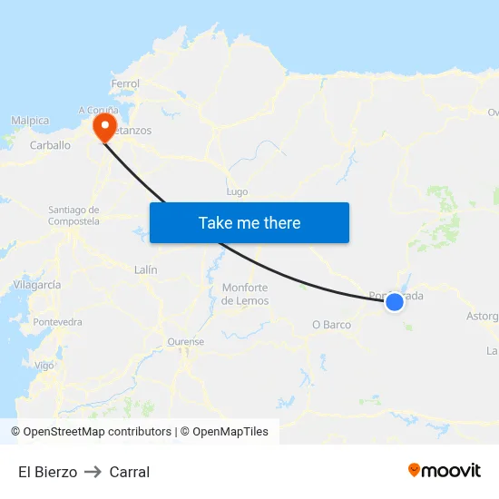 El Bierzo to Carral map