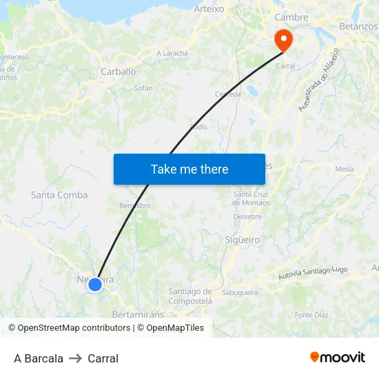 A Barcala to Carral map