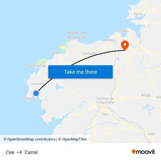 Cee to Carral map