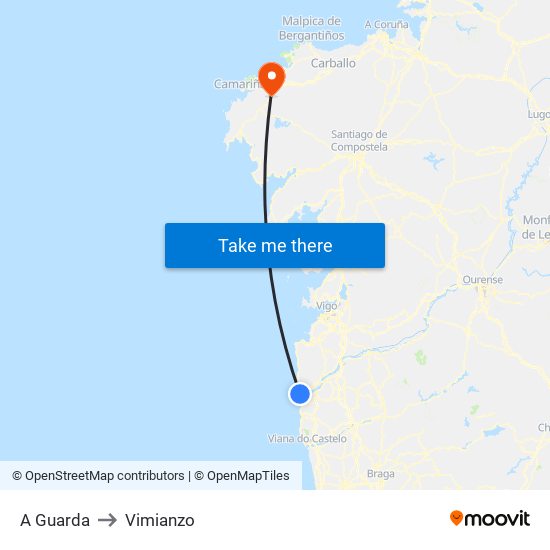 A Guarda to Vimianzo map