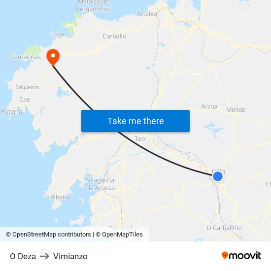 O Deza to Vimianzo map