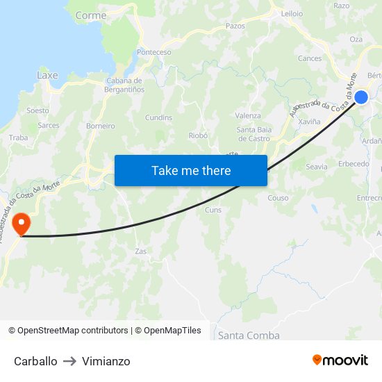 Carballo to Vimianzo map