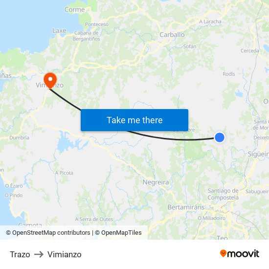 Trazo to Vimianzo map