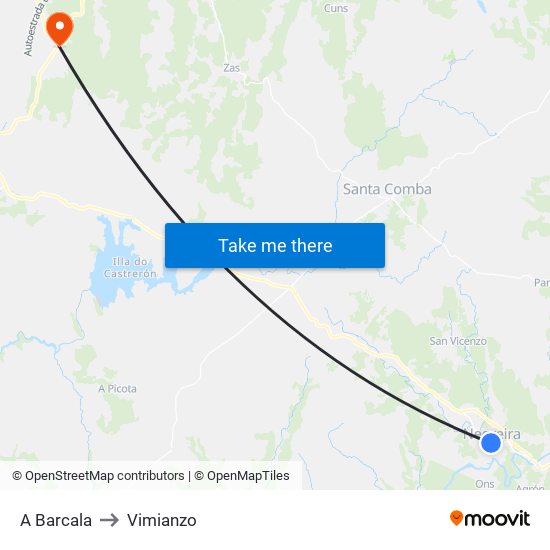 A Barcala to Vimianzo map