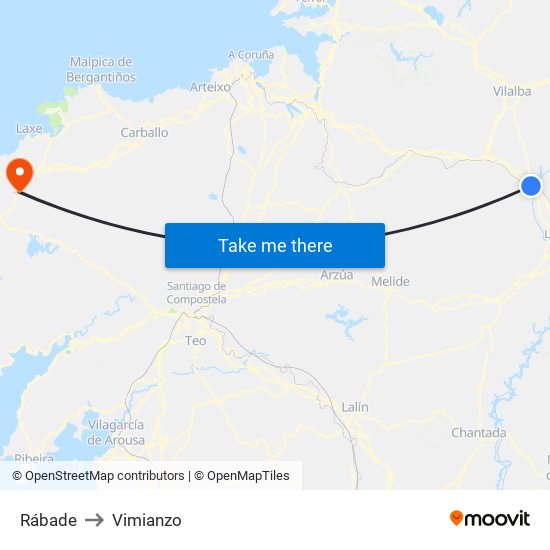 Rábade to Vimianzo map