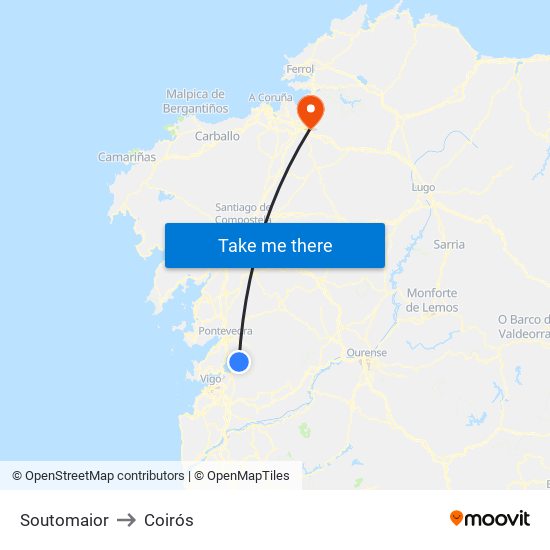 Soutomaior to Coirós map