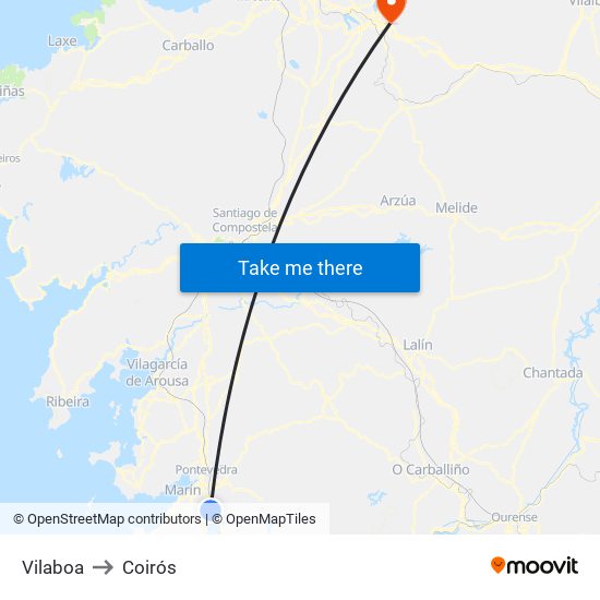 Vilaboa to Coirós map