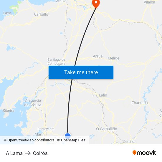 A Lama to Coirós map