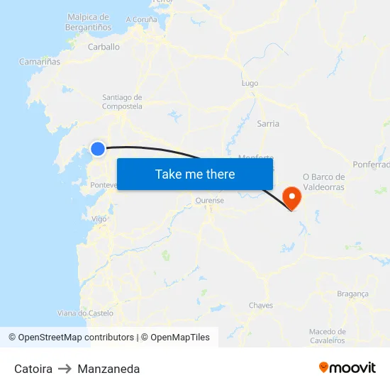 Catoira to Manzaneda map