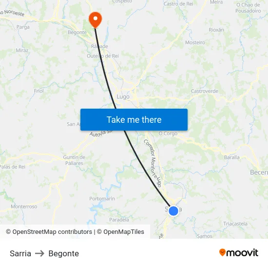 Sarria to Begonte map