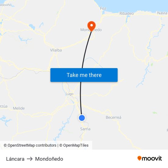 Láncara to Mondoñedo map