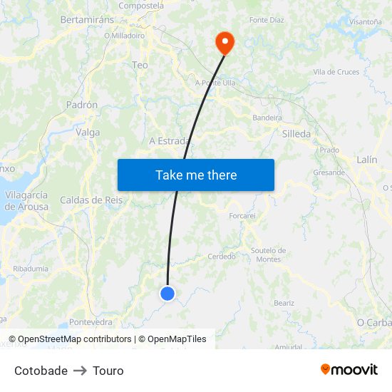 Cotobade to Touro map