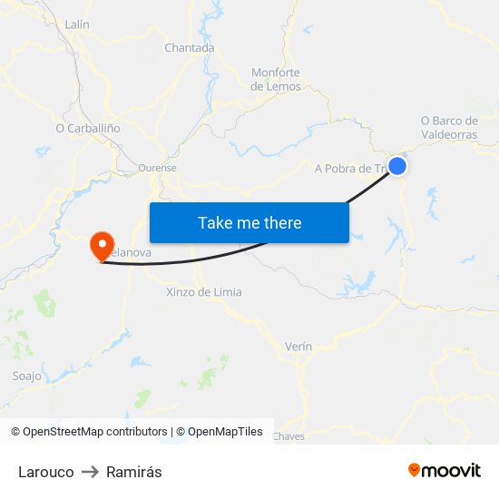 Larouco to Ramirás map