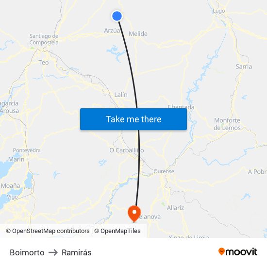 Boimorto to Ramirás map