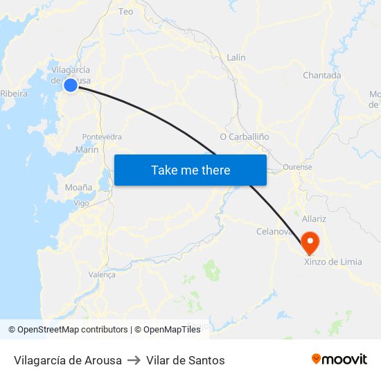 Vilagarcía de Arousa to Vilar de Santos map