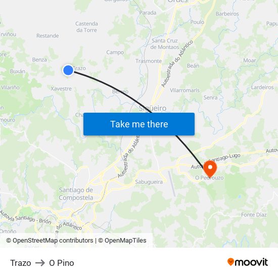 Trazo to O Pino map