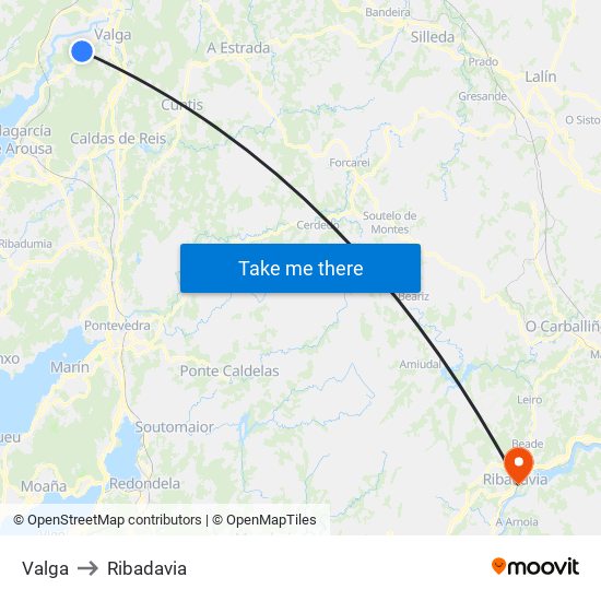 Valga to Ribadavia map