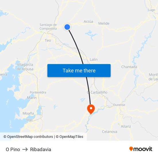 O Pino to Ribadavia map