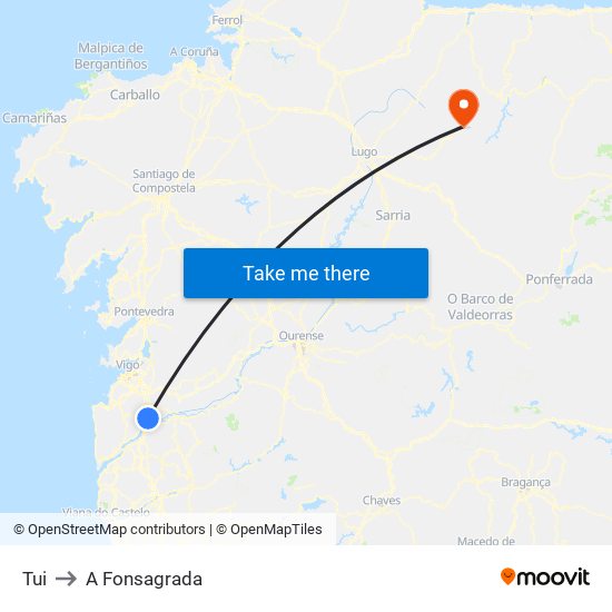 Tui to A Fonsagrada map
