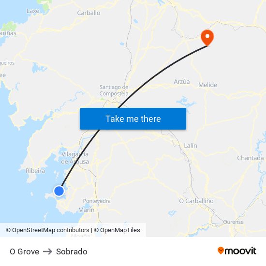 O Grove to Sobrado map