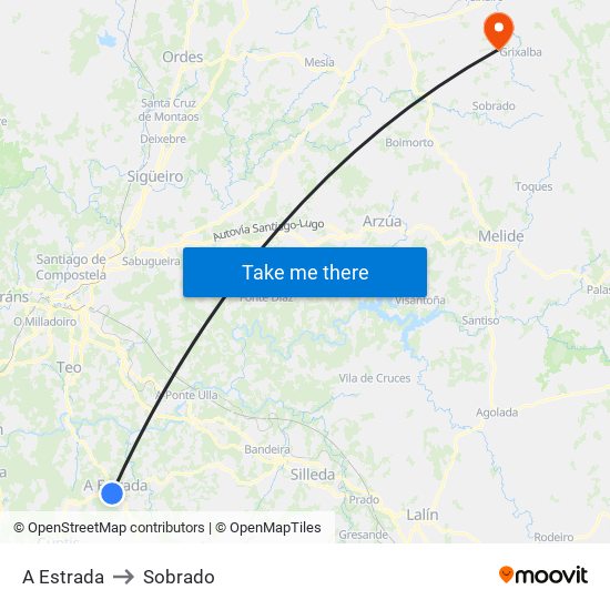 A Estrada to Sobrado map