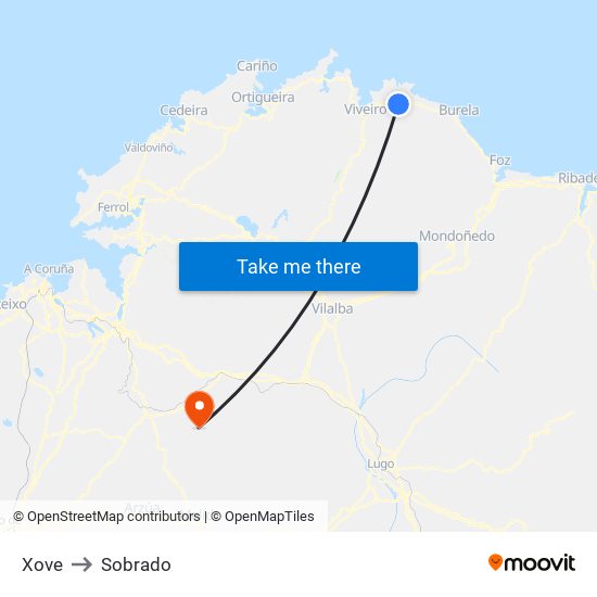 Xove to Sobrado map