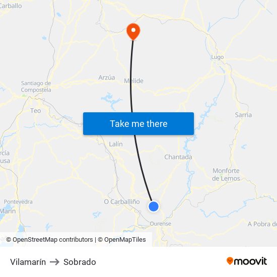 Vilamarín to Sobrado map