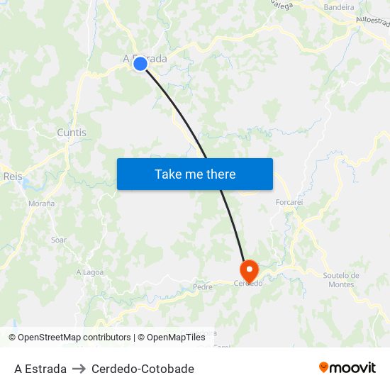 A Estrada to Cerdedo-Cotobade map