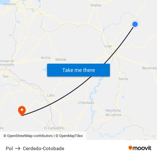 Pol to Cerdedo-Cotobade map