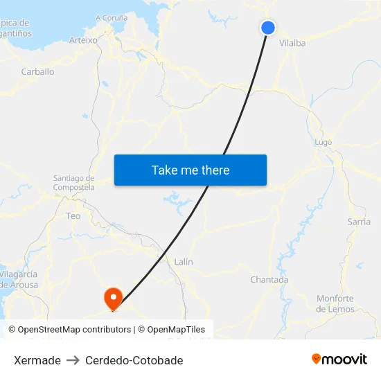 Xermade to Cerdedo-Cotobade map