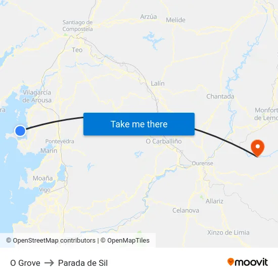 O Grove to Parada de Sil map