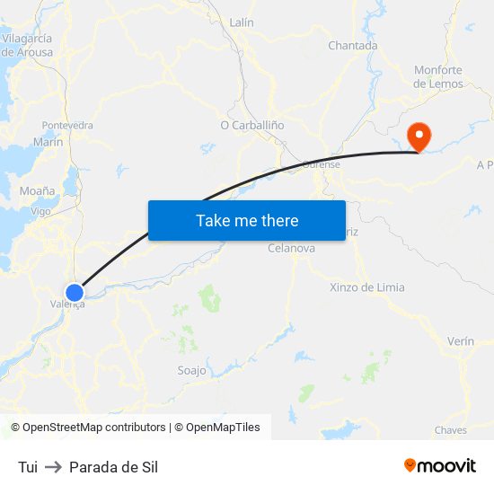 Tui to Parada de Sil map