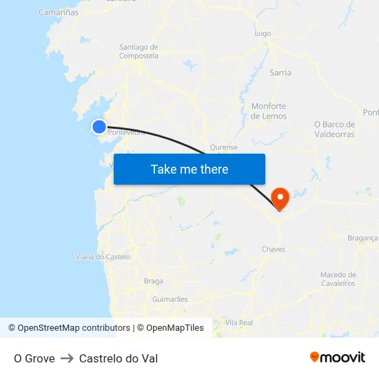 O Grove to Castrelo do Val map