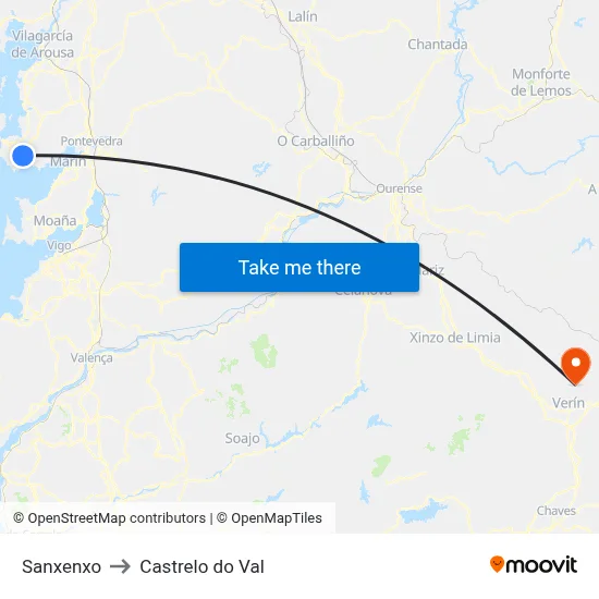 Sanxenxo to Castrelo do Val map