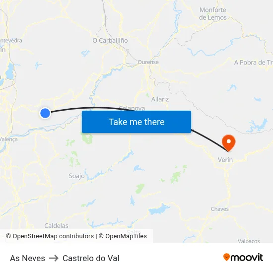 As Neves to Castrelo do Val map
