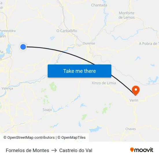 Fornelos de Montes to Castrelo do Val map