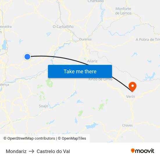 Mondariz to Castrelo do Val map