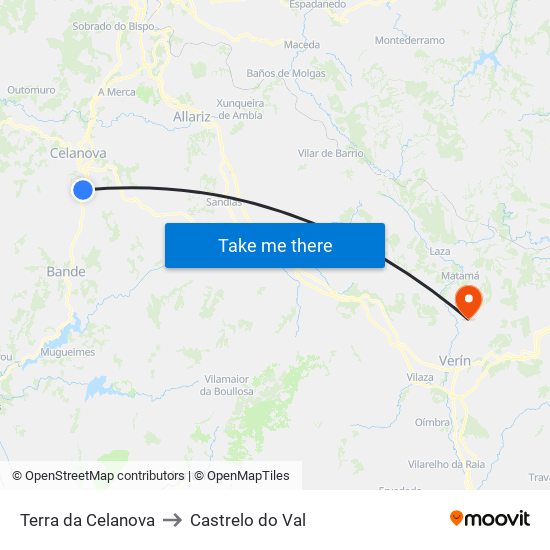 Terra da Celanova to Castrelo do Val map