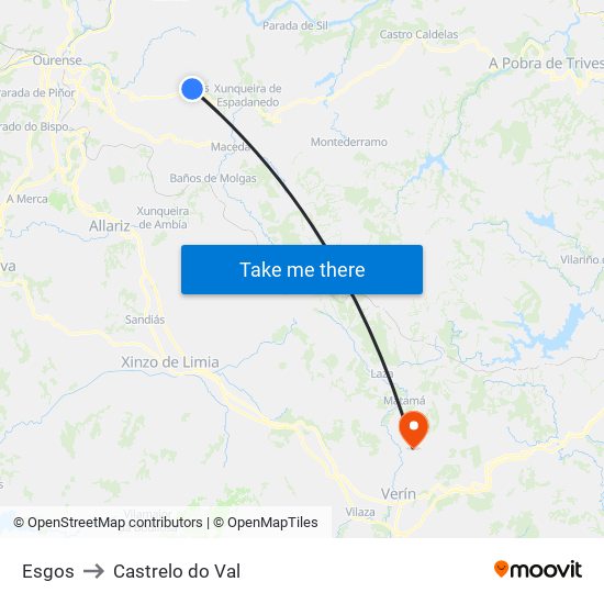 Esgos to Castrelo do Val map